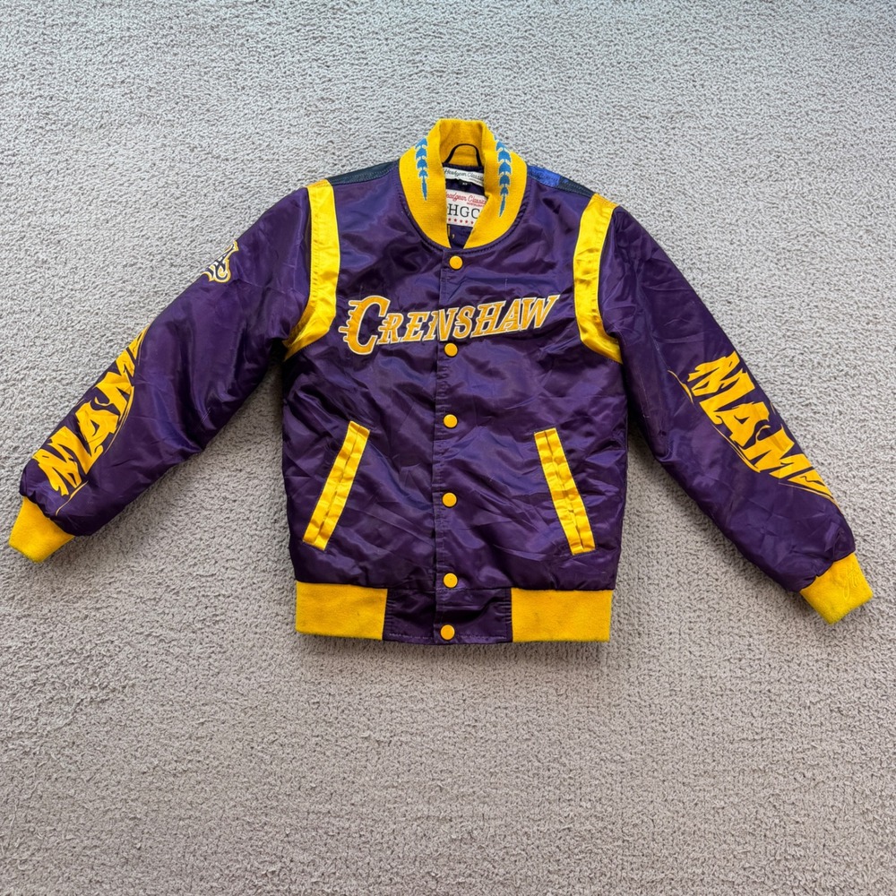 Kobe Bryant Kids XS Mamba Mentality Crenshaw Satin Varsity Jacket Purple NBA